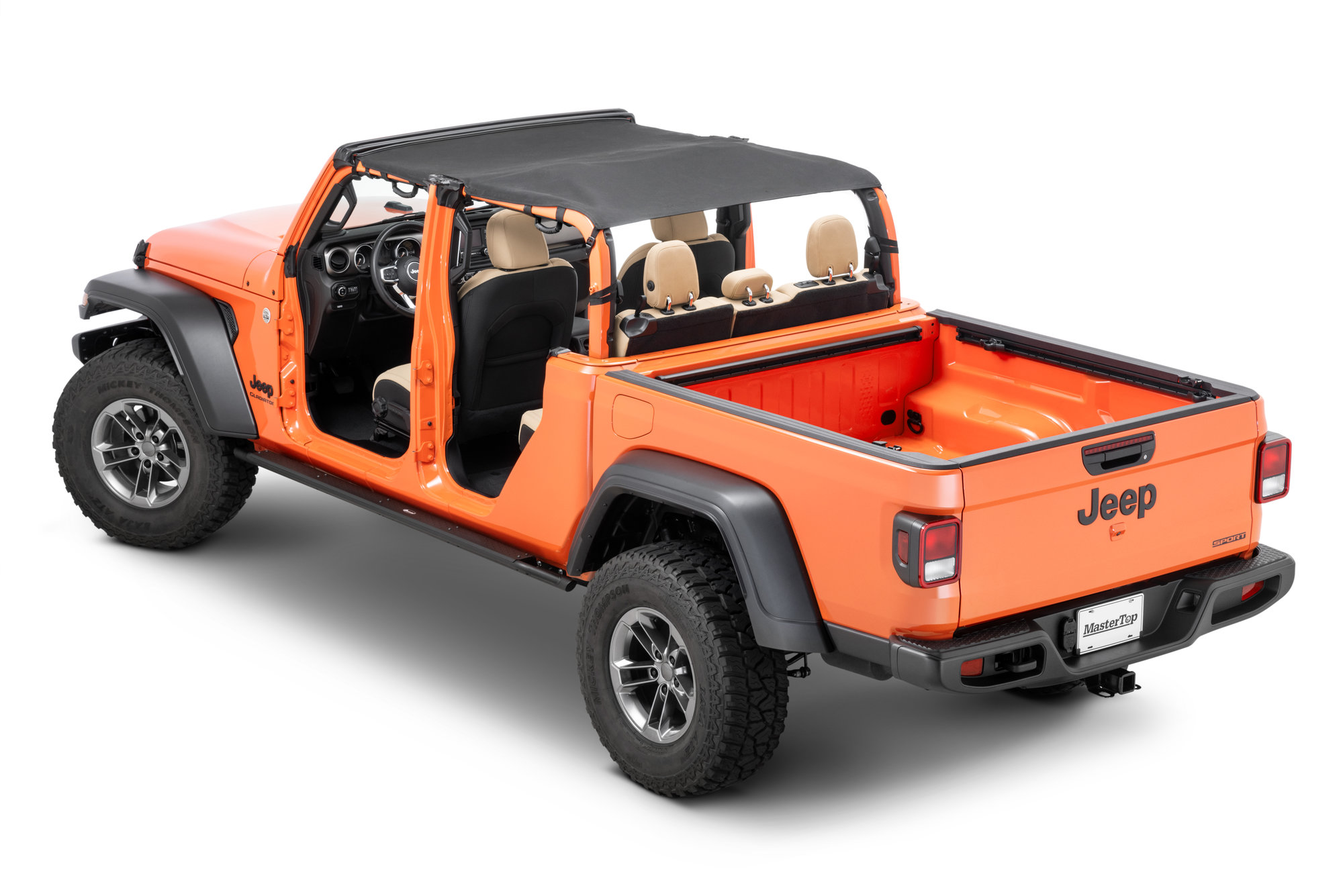 Bimini Top Plus with Integrated Grab Handle, 20-Present Jeep JT Gladiator 4  Door, MasterTwill/Red GH MasterTop